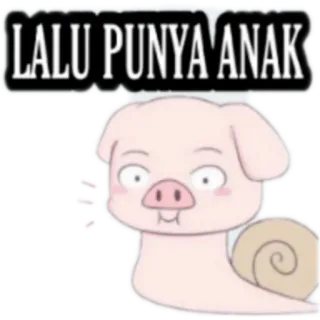 🐖 LALU PUNYA ANAK cartoon, pig, snail, animal telegram sticker
