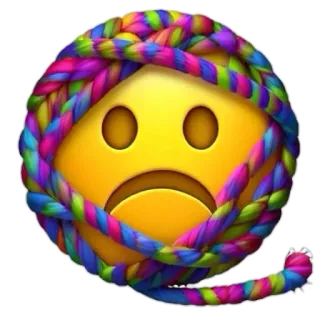 🧶 Biểu tượng cảm xúc, Buồn, Dây thừng, Bị trói, Đầy màu sắc whatsapp sticker