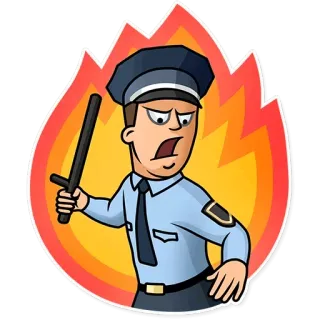 😡 police, angry, cartoon, officer, fire telegram sticker