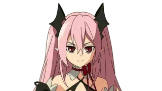 🙃 Krul Tepes Seraph of the End Anime, Vampir, pinke Haare, Königin telegram sticker