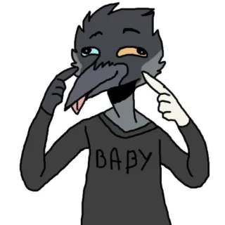 😜 BABY uccello, corvo, umanoide, bebè, adesivo telegram sticker