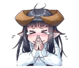 😖 anime, piangere, demone, corna, carino, manga telegram sticker