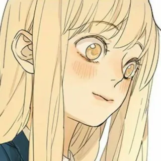 🌟 Frau, blonde Haare, Porträt, Anime, Mädchen, Illustration whatsapp sticker