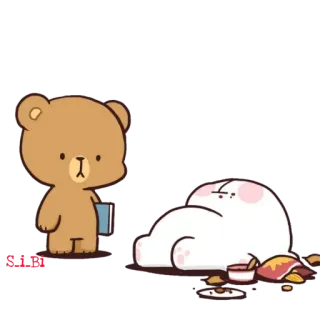 🍟 orso, cartone animato, snack, cibo, latte, kawaii, carino, animale telegram sticker
