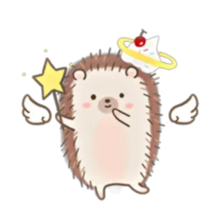 👼 erizo, ángel, lindo, magia, estrella, postre whatsapp sticker