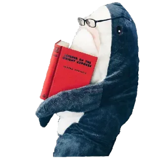 📖 Murder on the Orient Express tubarão, livro, leitura, óculos, fantasia, romance, mistério whatsapp sticker
