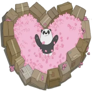 ❤️ Panda We Bare Bears мультфильм, панда, любовь, сердце, коробки whatsapp sticker
