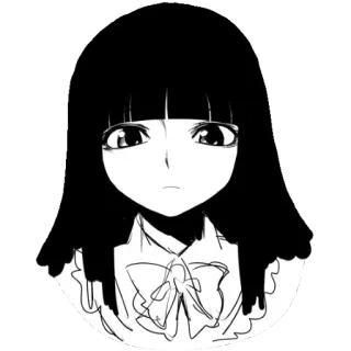 😕 Anime, Menina, Preto e branco, Desenho animado telegram sticker