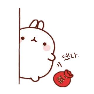 👀 咚咚啦啦 Hase, süß, Chinesisches Neujahr, Glück, roter Umschlag, Molang telegram sticker
