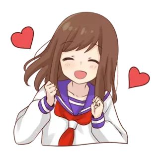 🥰 ragazza anime, carina, kawaii, cuori, uniforme scolastica, felice telegram sticker