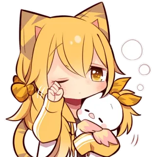 🥱 anime, catgirl, cute, kawaii, chibi, illustration telegram sticker