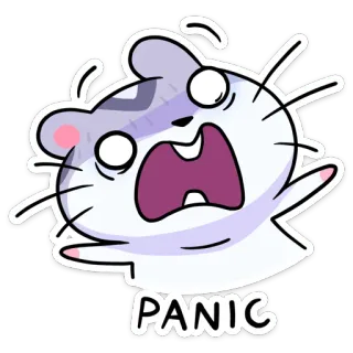 😱 PANIC 햄스터, 공황, 만화, 무서운, 귀여운, 스티커 telegram sticker