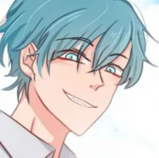 💌 Anime, Kreskówka, Manga, Ilustracja, Mężczyzna, Portret, Niebieskie włosy telegram sticker