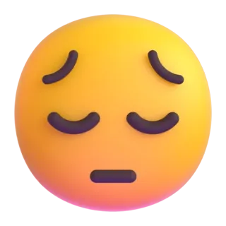 😔 อีโมจิ, เศร้า, หน้า, ไม่มีความสุข, 3d telegram sticker