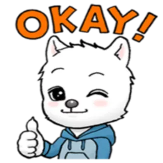 👍 OKAY! chien, animal, pouce levé, ok, approbation, positif telegram sticker