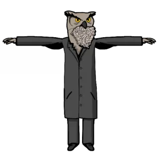 ➕ Eule, anthropomorph, Anzug, Vogel, Tier, Figur, Illustration telegram sticker