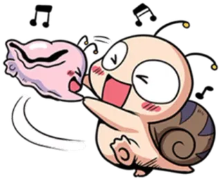 😍 kartun, siput, pangsit, makanan, lucu, bernyanyi, senang whatsapp sticker