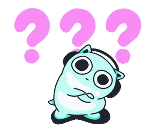 👽 Fragezeichen, Cartoon, Niedlich, Unsicher, Verwirrt, Ausdruck telegram sticker