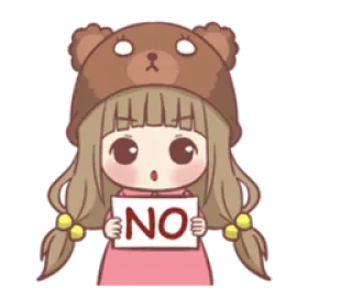🙅 NO menina, não, desenho animado, urso, fofo, sinal telegram sticker
