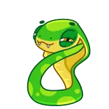 😊 wąż, kreskówka, zielony, zwierzę, gad telegram sticker
