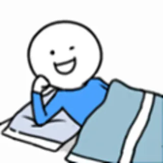 🛏 stick figure, sleeping, bed, cartoon, lying down, pillow whatsapp sticker