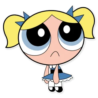 😢 Bubbles The Powerpuff Girls cartone animato, ragazza, bionda, carina, animato, Le Superchicche telegram sticker
