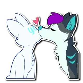 💋 furry, kiss, love, heart, cute, anthropomorphic, animals, affection telegram sticker