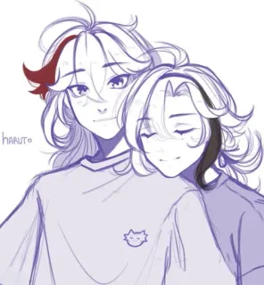 🌟 haruto anime, amizade, esboço, retrato, desenho, desenho animado, arte digital, fofo telegram sticker