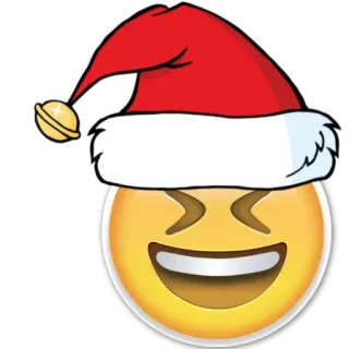 😆 Emoji, Smiley, Natal, Gorro de Papai Noel, Rindo telegram sticker