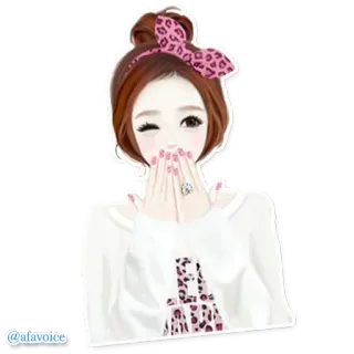 😋 @afavoice dziewczyna, kreskówka, moda, uroda, słodkie, różowy, włosy telegram sticker