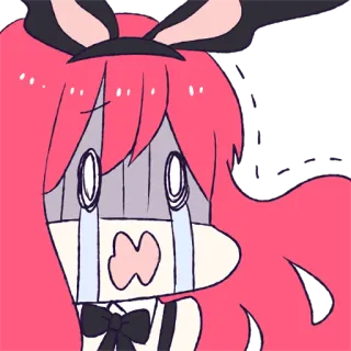 😭 Anime, Desenho animado, Chorando, Triste, Orelhas de coelho, Personagem, Emocional telegram sticker