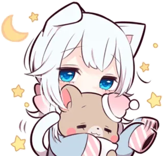 🌙 Anime, Gato, Fofo, Kawaii, Sticker, Desenho animado, Chibi, Urso telegram sticker