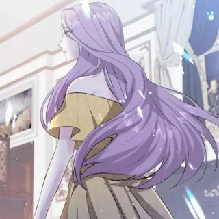 ✨ animé, femme, robe, cheveux longs, cheveux violets, élégant, illustration telegram sticker