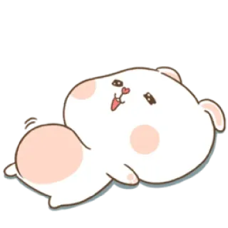 🍼 cute, kawaii, animal, bunny, happy, lying down whatsapp sticker