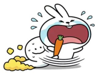 😭 konijn, huilen, wortel, verdrietig, emotioneel, rennen telegram sticker