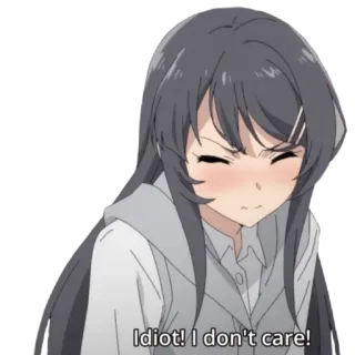 😡 Idiot! I don't care! Anime, Mädchen, Ausdruck, genervt, Missbilligung telegram sticker