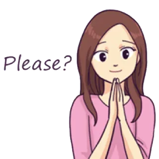 ️ Please? schattig, meisje, verzoek, alsjeblieft, smeken, vrouw telegram sticker