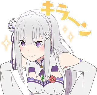 😏 Emilia Re:Zero キラッ anime, emilia, re zero, cute, sparkle, girl telegram sticker