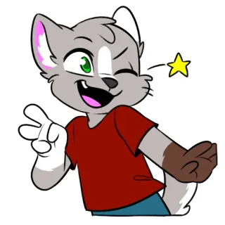 😃 dessin animé, animal, signe de paix, anthropomorphe, mignon telegram sticker