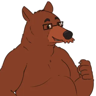 👉 หมี, การ์ตูน, แว่นตา, สัตว์, สัตว์เลี้ยงลูกด้วยนม, ตลก telegram sticker