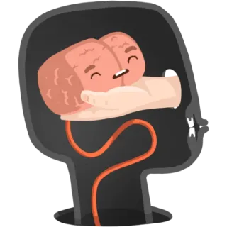 😴 brain, head, anatomy, intelligence, cartoon, mind telegram sticker