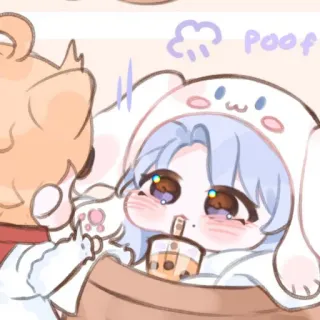 🎐 POOF cute, kawaii, bubble tea, anime, cartoon telegram sticker