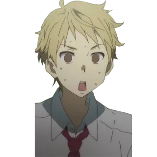 😦 anime, manga, boy, shocked, surprise, expression, cartoon whatsapp sticker