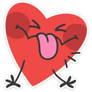 ❤️ cuore, cartone animato, divertente, adesivo, emoji, lingua, faccia whatsapp sticker