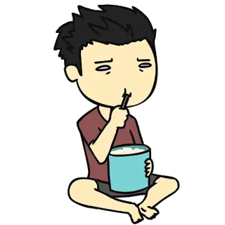 😒 Desenho animado, Comendo, Comida, Arroz, Hashi, Asiático telegram sticker