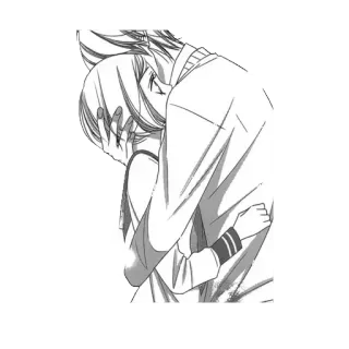 ♥️ Anime, Beso, Abrazo, Pareja, Romance, Blanco y negro, Manga telegram sticker