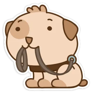 😔 cachorro, filhote, fofo, animal de estimação, animal, coleira telegram sticker