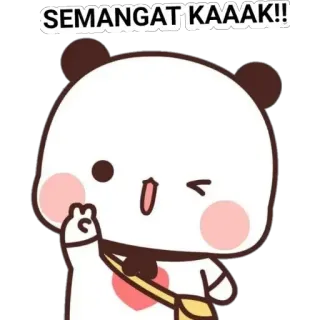 ✌️ SEMANGAT KAAAK!! panda, imut, motivasi, kawaii, animasi, stiker, kartun, positif telegram sticker