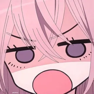 💖 Anime, Marah, Kaget, Merah muda, Gadis, Kartun telegram sticker