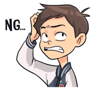😰 NG... Dessin animé, Sticker, Expression, Réflexion, Doute, Frustration telegram sticker